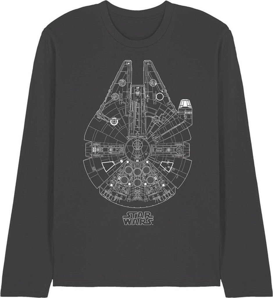 Star Wars - "Millenium Lines" T-Shirt für Herren/Damen Uni, Langärmlig TV28598 (M) (Holzkohle)