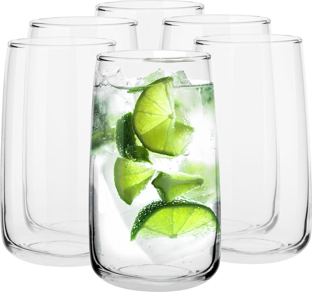 Longdrinkgläser Wasser-Gläser Saftgläser Trinkgläser Highball Cocktailglas - Spülmaschinenfest - Sammlung Emma - 480 ml - Set von 6