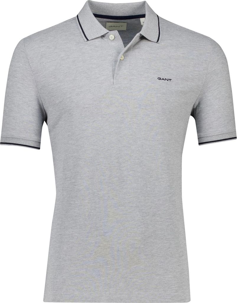 Gant Tipping Kurzarm-Polo grau Piqué