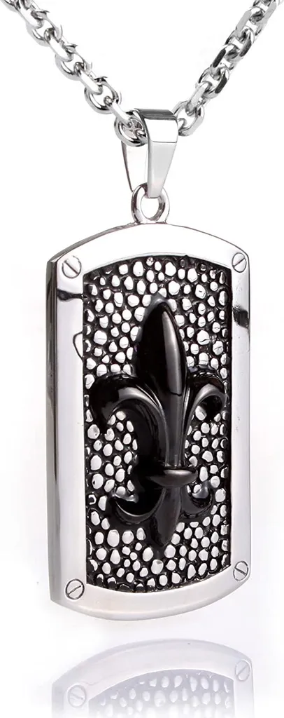 Collana Karisma Uomo Acciaio Nero PVD Medaglia Giglio Borbonico