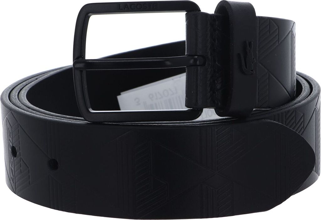 LACOSTE Leder Gürtel Monogramme Embossed Belt W105 Noir schwarz