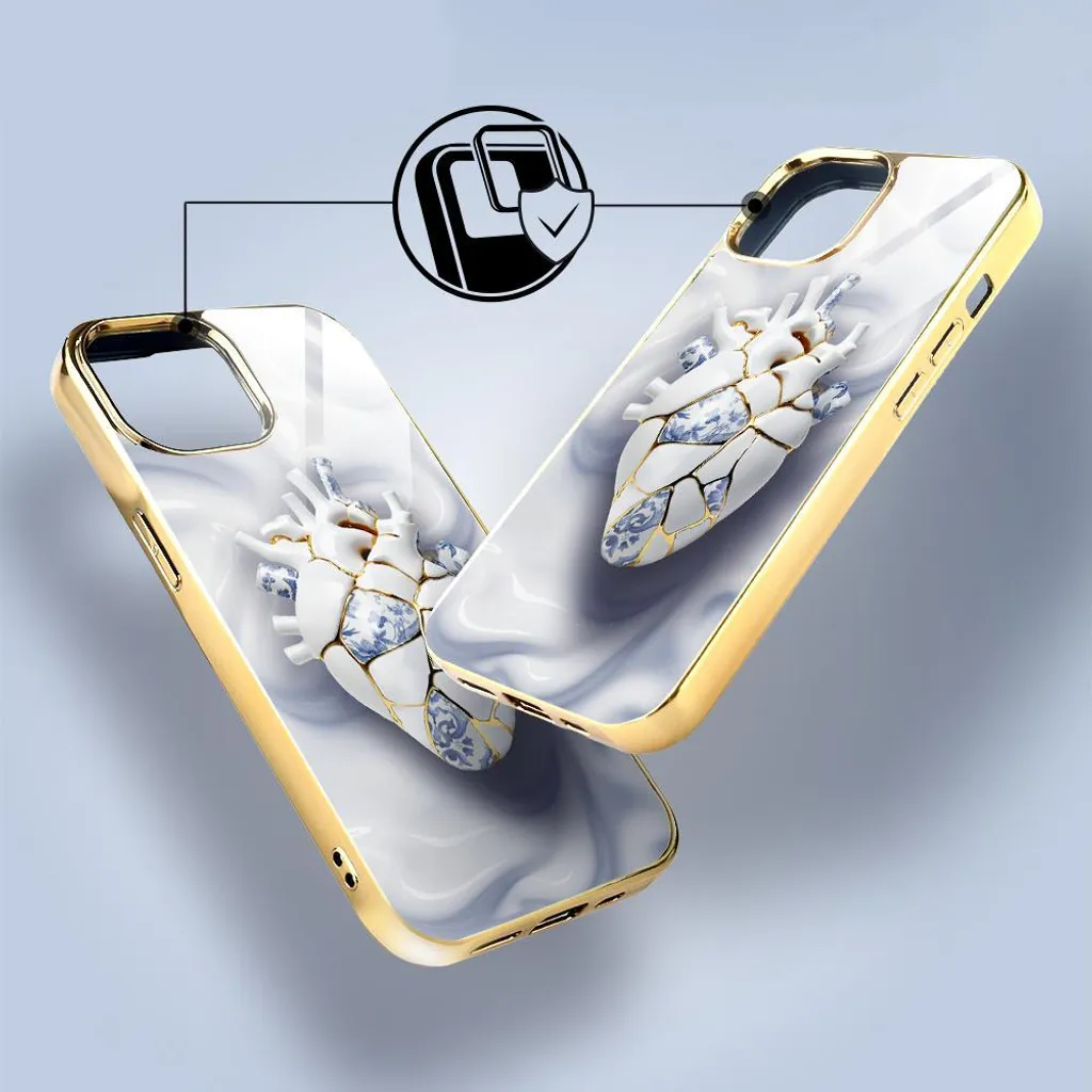 Coque de protection rigide pour iPhone 14 en verre trempé chic