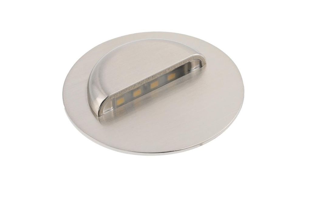 GTV - Treppenhaus LED-Anschluss LED-Treppenleuchte ESCADA OA, DC12V, rund, transp., 0,8W, 70lm, 4000K, Edelstahloptik, Kabel 150cm