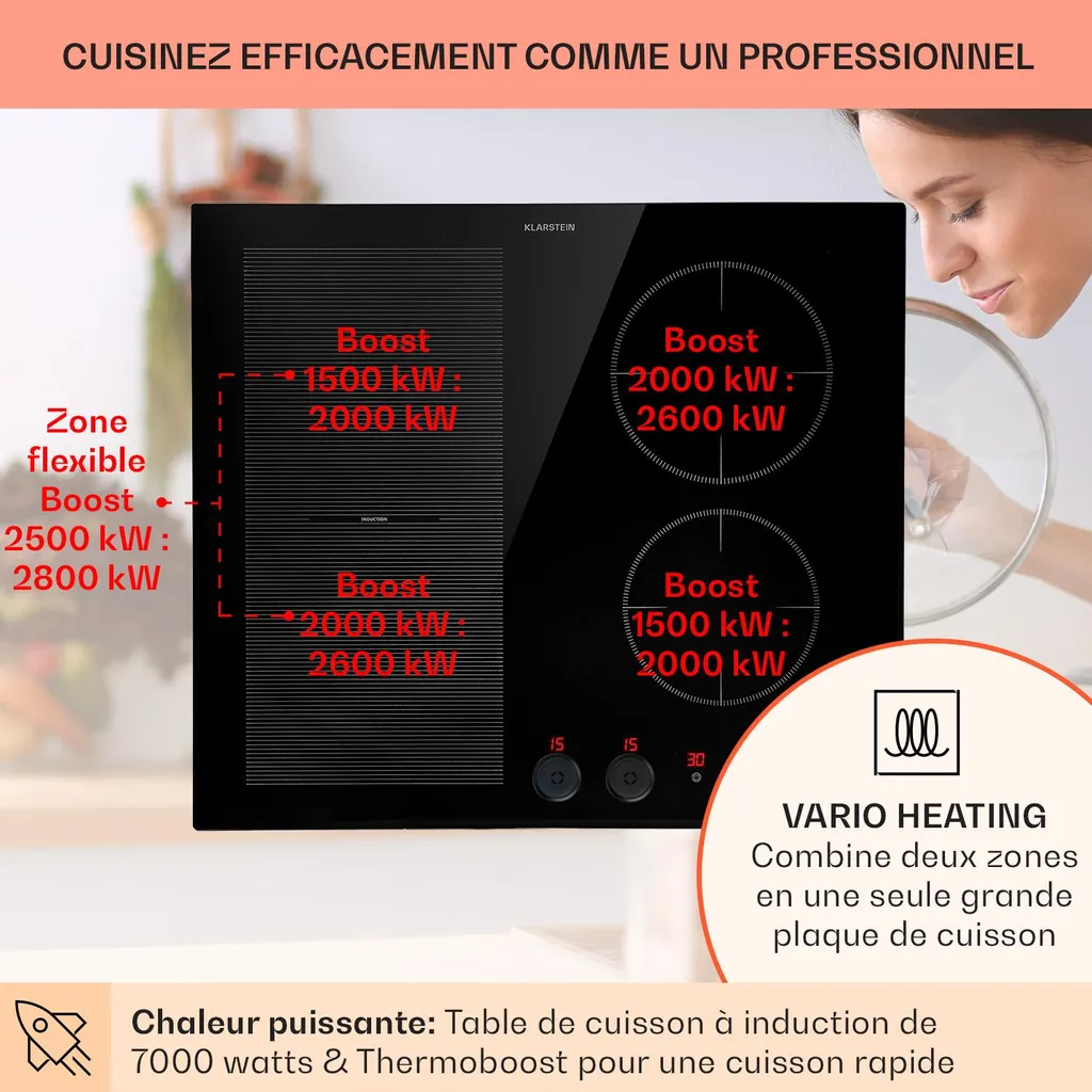 Plaque à Induction avec ThermoBoost 7000W et Commande Magnétique Unique - 3