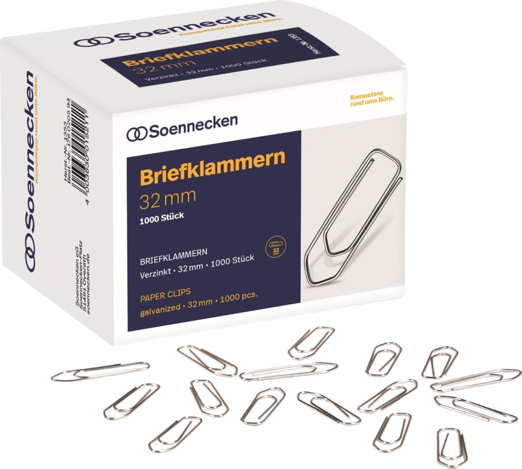 Briefklammer 1353 32mm verzinkt 1000 Stück Packung mit 30 Stück