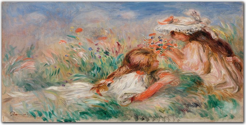 Coloray Bild aus Leinwand 100x50 Leinwand Dekoration - Mädchen Wiesenblumen