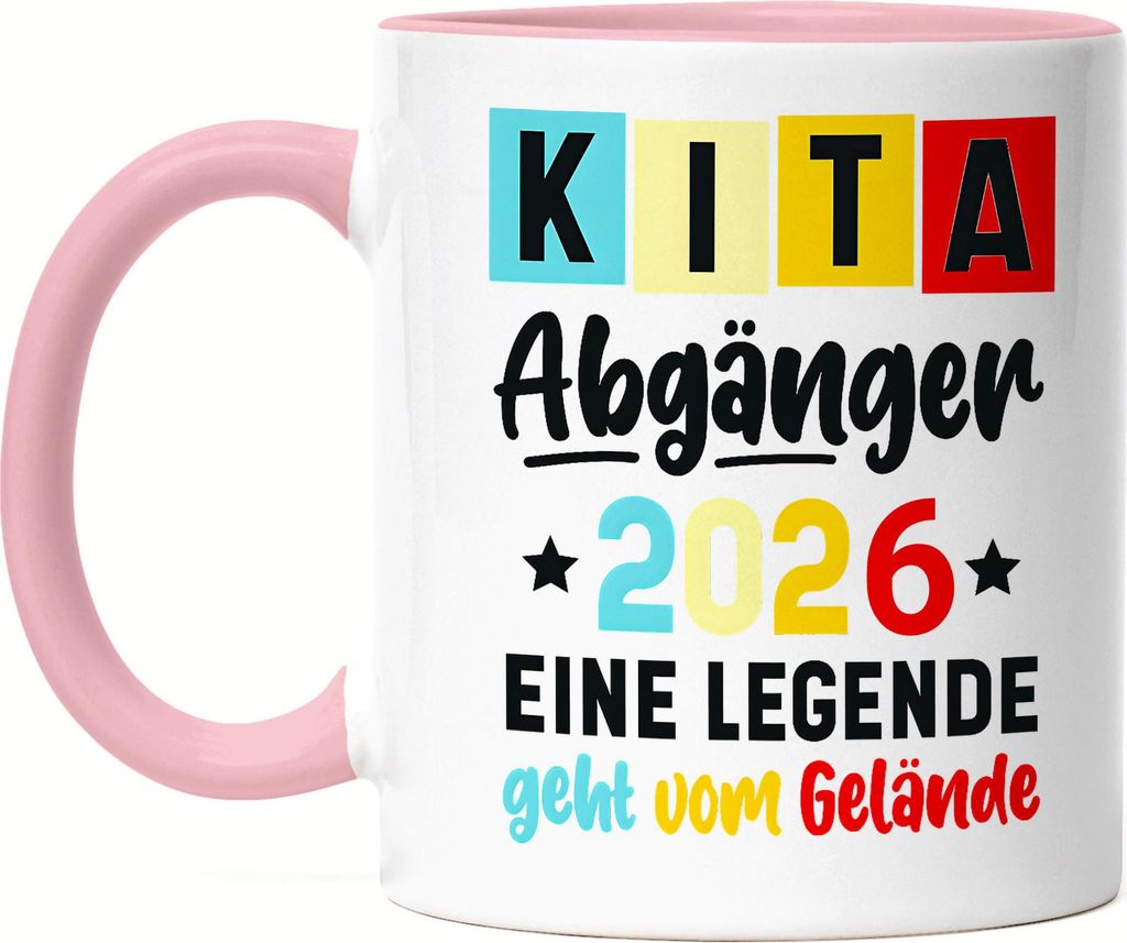 Kita Abgänger 2026 eine Legende geht vom Gelände Tasse Rosa Kita Abgänger Kindergarten Abschluss Geschenk