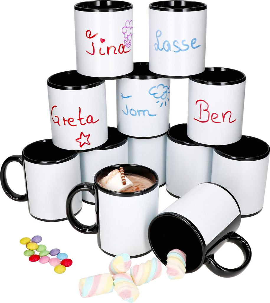12x Carina Mehrwegbecher 300ml 12 Personen Kaffeebecher Porzellan