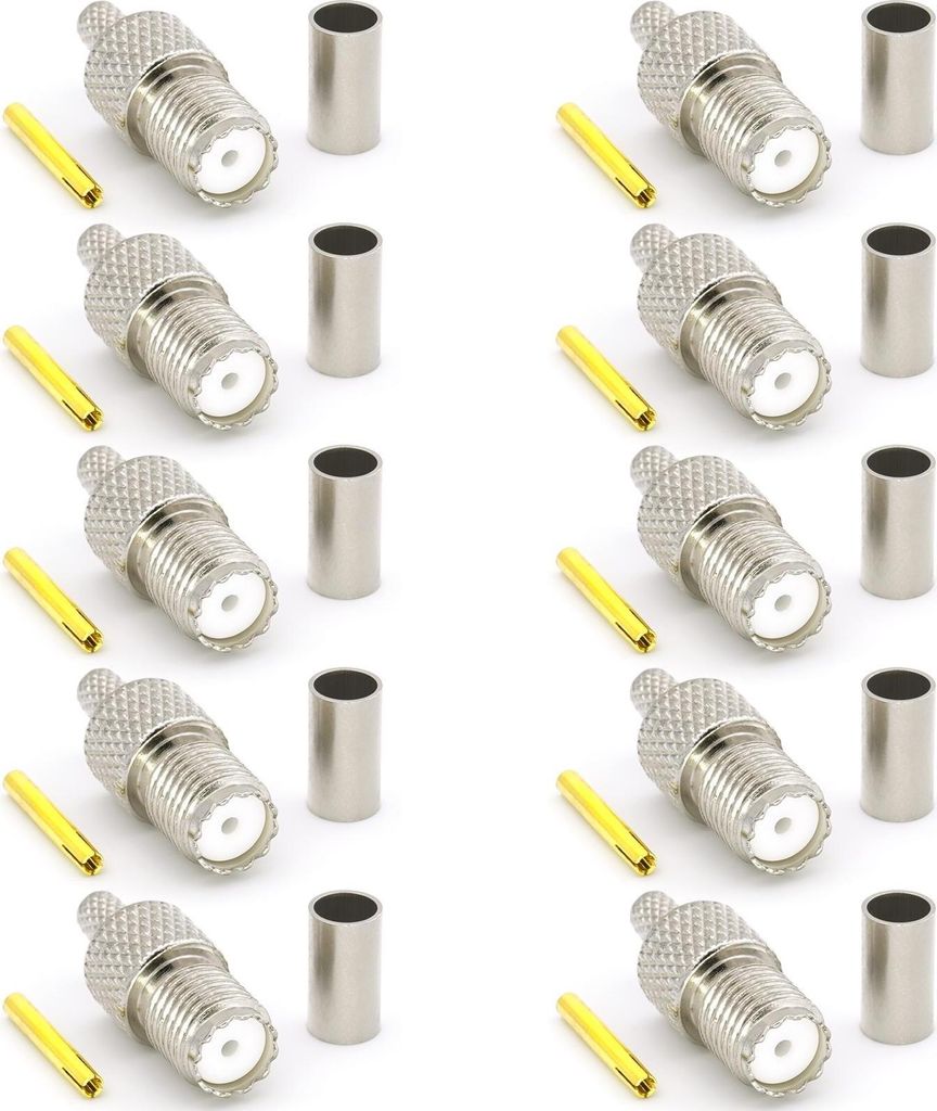 Mini UHF Buchse für RG58 LMR195 RG303 RG141 RG142 RG400 Koaxialkabel RF Crimp Typ UHF Mini Jack Bulkhead vernickelt mit vergoldetem Pin (10er-Pack)