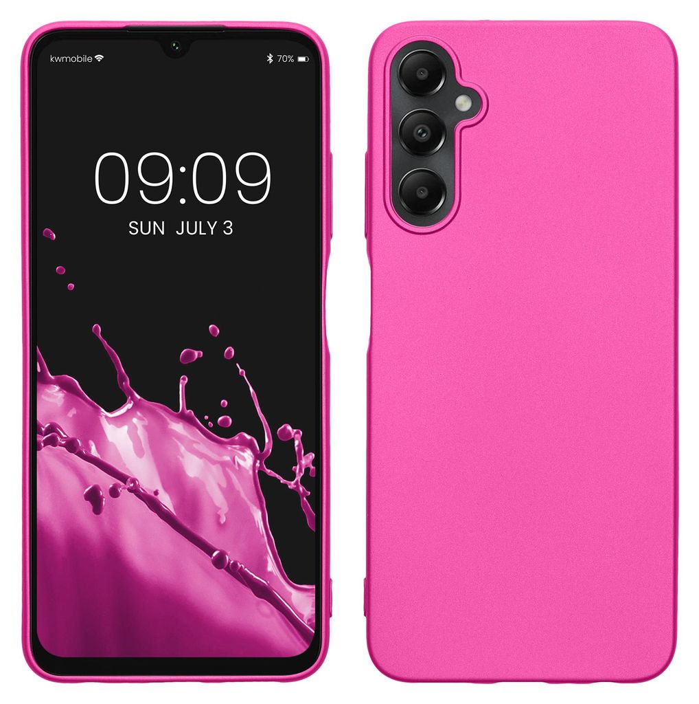 kwmobile Handyhülle für Samsung Galaxy A05s Hülle - Silikon Case metallisch schimmernd - Schutzhülle Cover - Metallic Pink