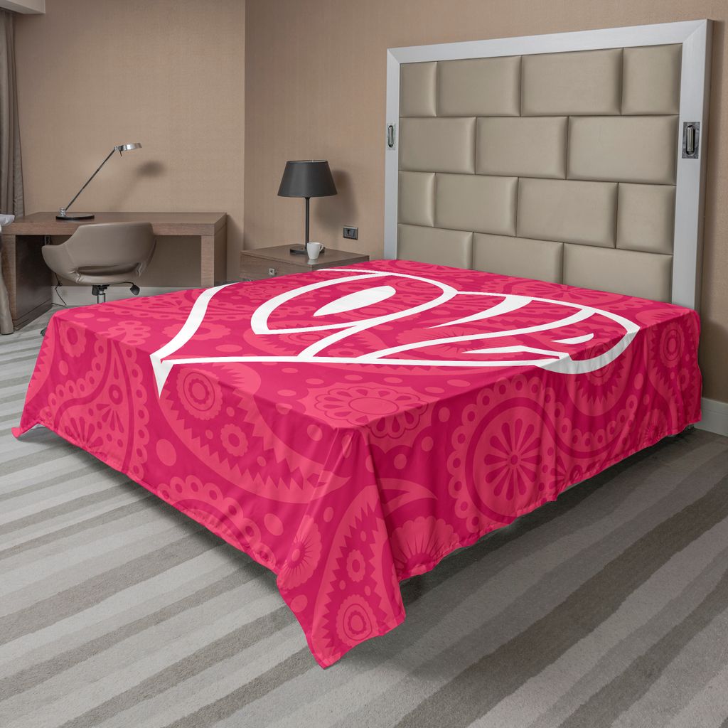 ABAKUHAUS toll Bettlaken, Großes Herz Mit Ethnischem Hintergrund Retro Romance Ändert Die Welt Illustration, weiches bequemes oberes Bettlaken f...