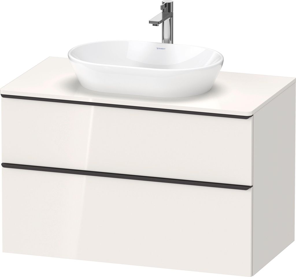 Duravit D-Neo, Konsolenwaschtischunterbau wandhängend, 1000x664x550mm, 1x Auszug, 1x Schubkasten, mit Griff Diamantschwarz, DE49680BD220000