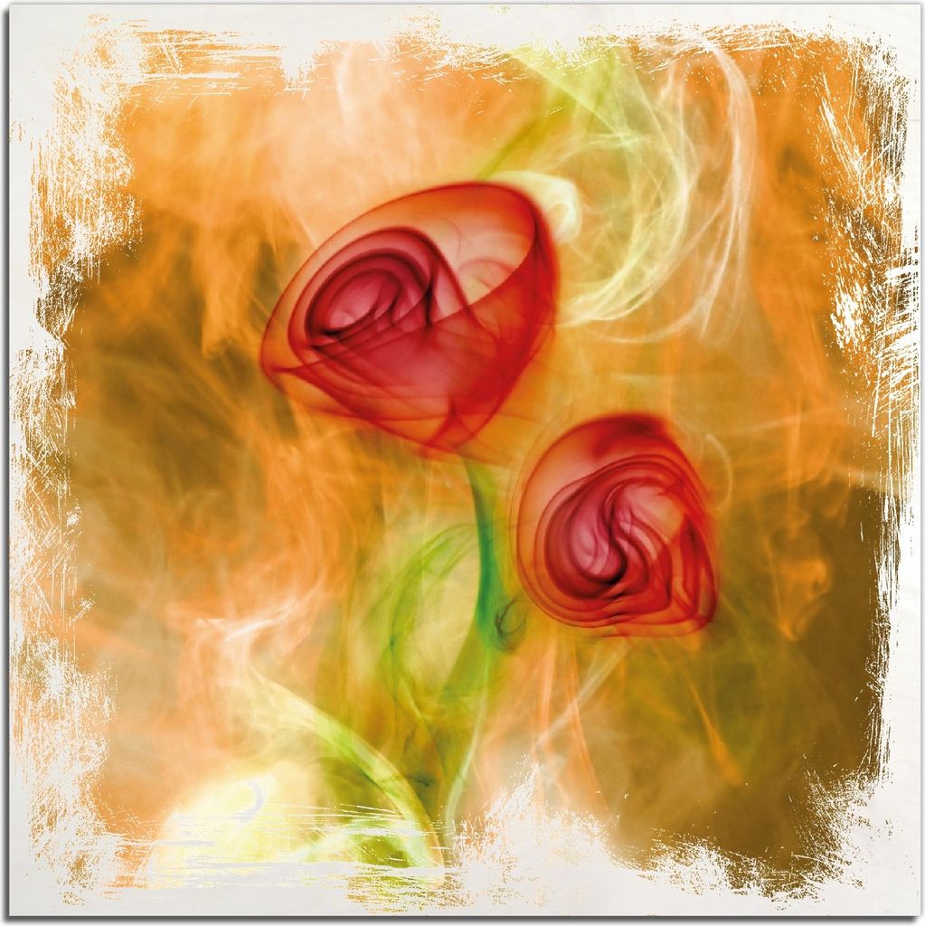 Kunstdrucke Wandbilder Holz in : Brillante Farben, Größe 50 x 50 cm Motiv Abstrakte Rosen