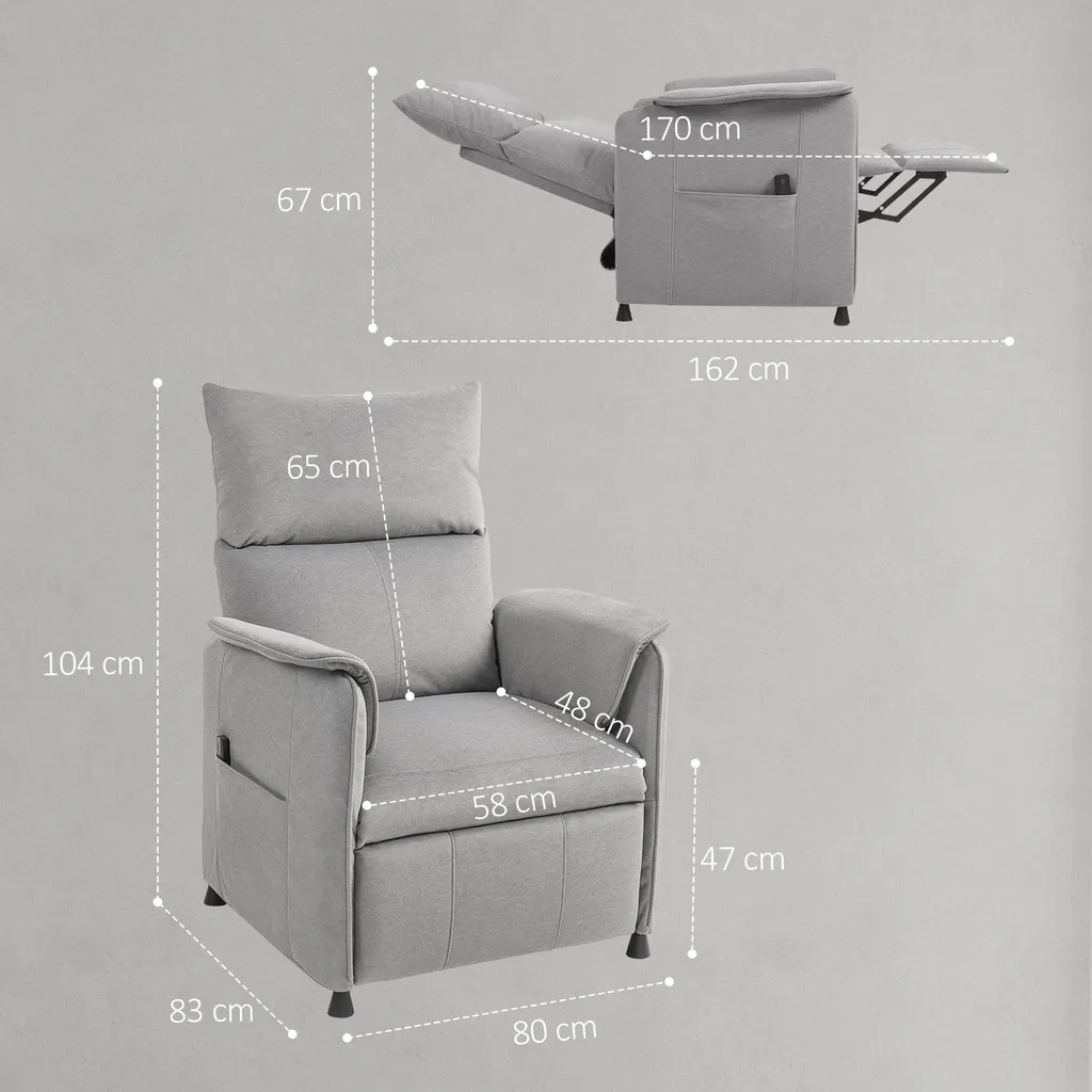 Siège de relaxation électrique gris, inclinaison programmable et confort - 5