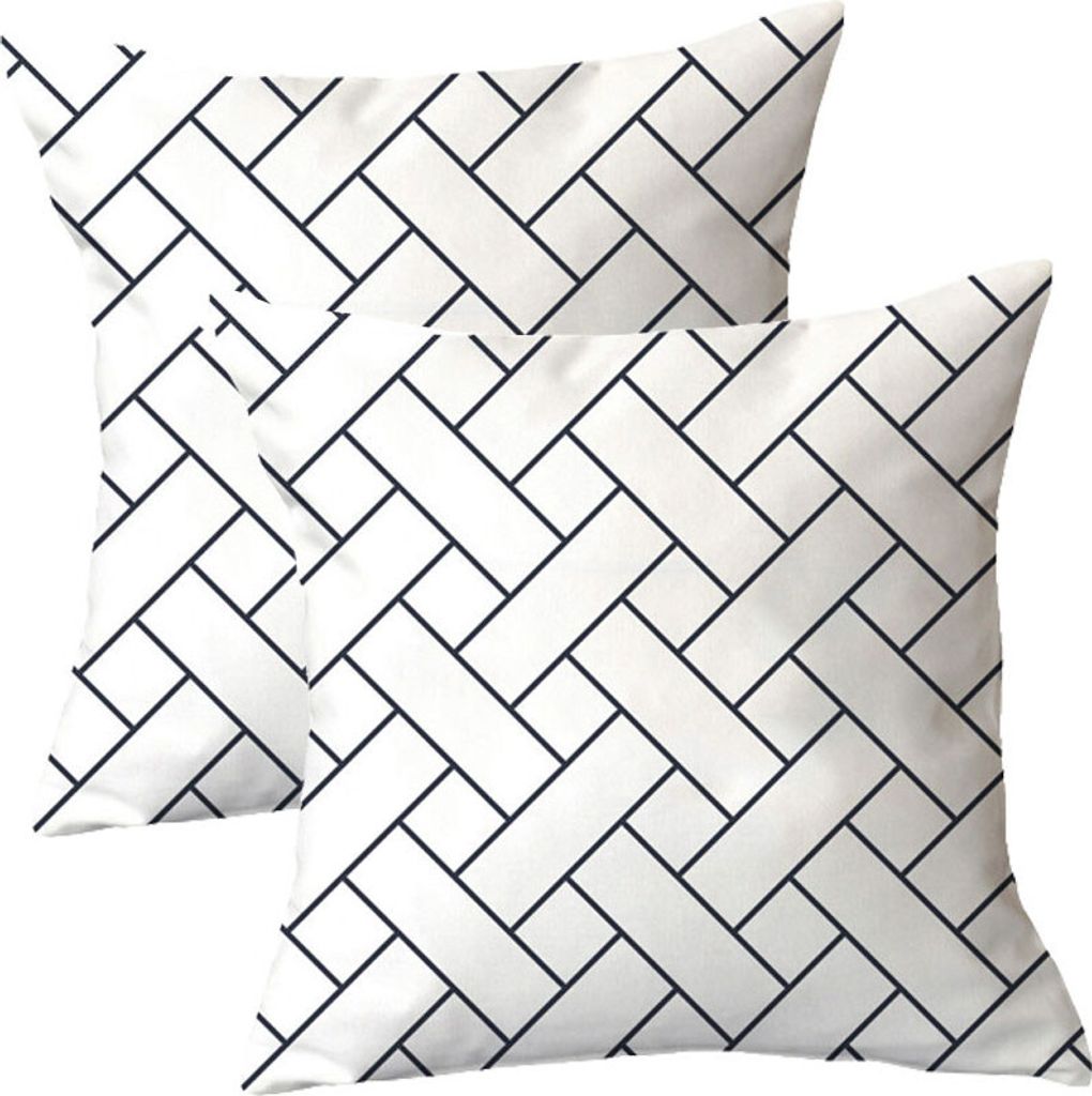 Dekorativer Überwurf-Kissenbezug, 2er-Set, Quadratische Couchkissen, Plüschfaser-Kissenbezug Für Couch, Sofa, Wohnzimmer, 45cm x 45cm, Schwarz U...