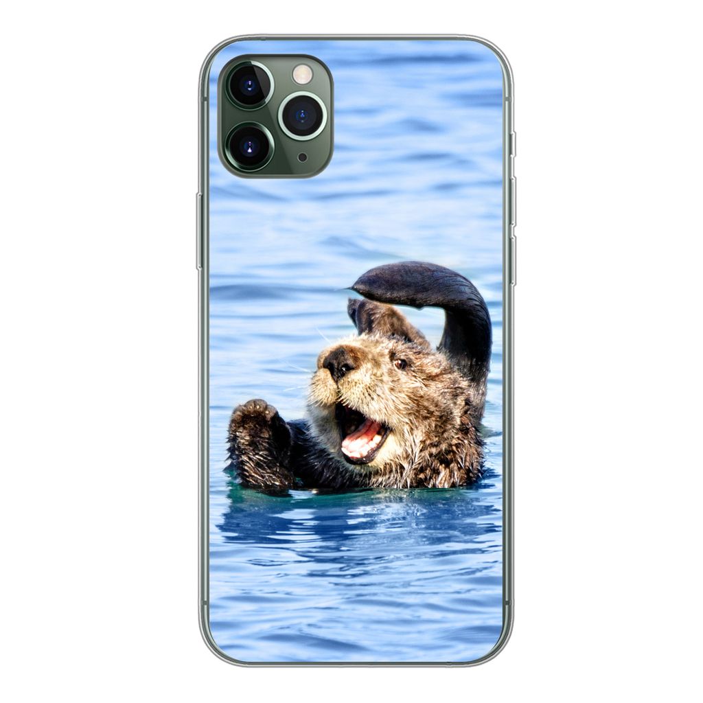 MuchoWow Handyhülle Schutzhülle Hülle für iPhone 11 Pro Max Seeotter - Lustig - Wasser - Kinder - Jungen - Mädchen - Kind Silikon Softcase H...