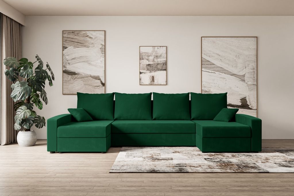 ALTDECOR Ecksofa mit Schlaffunktion und Bettkasten Corner Sofa Eckcouch Couch U-Form universal, links/rechts angeordnet Schlafcouch Ausziehbar Wohn...