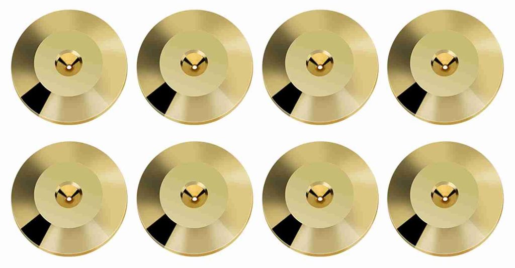 8 Stück 25 x 4 mm universelle Kupfer-Lautsprecher-Gleitfüße, Isoliermatten, Bodenscheiben, goldfarben