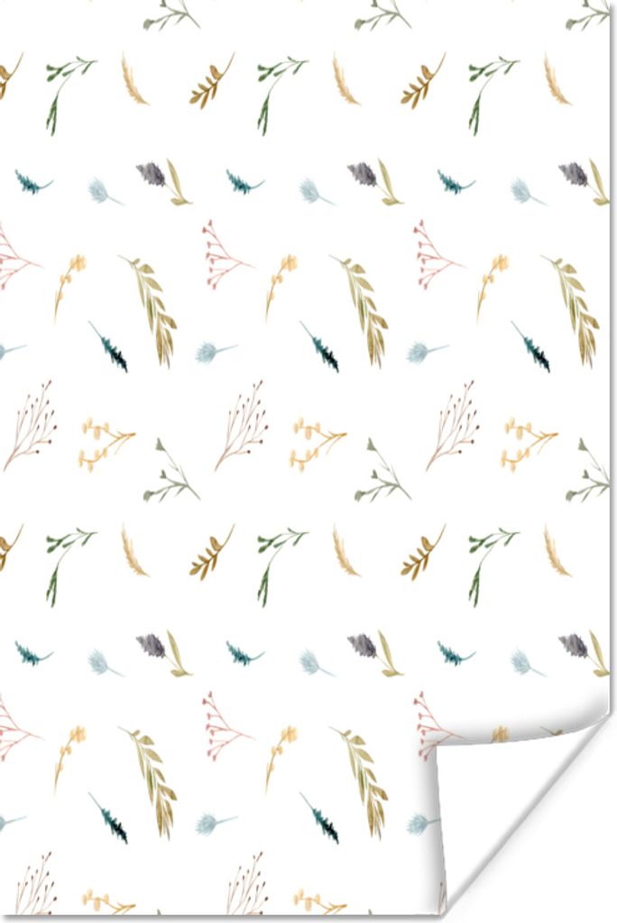 MuchoWow Poster Blumen - Muster - Pastell 80x120 cm - Papierdruck