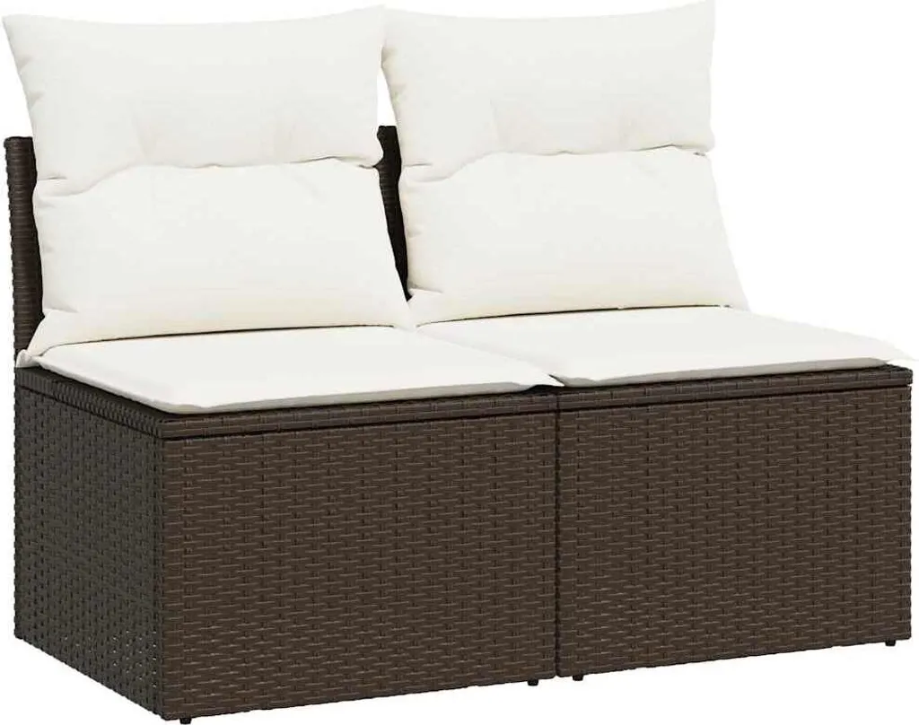 SYFAX™ Set Divano Giardino 4 pz con Cuscini Marrone Polyrattan Acacia