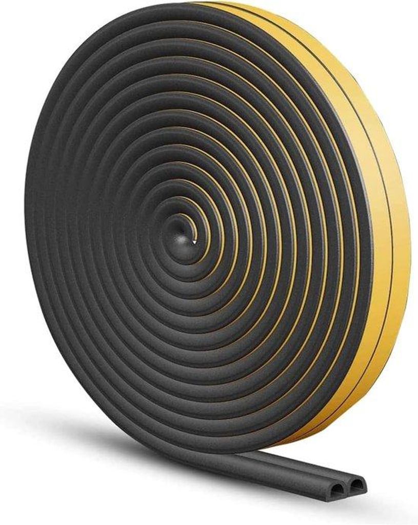 6 m selbstklebender Dichtband für Türen, Fenster, selbstklebendes Gummi, Dichtband, Schallschutz, Wetterdichtband, wasserdichter Dichtband, schwa...