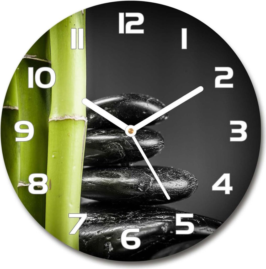 Wanduhr aus Glas 30fi Glasbild Glasuhr Gehärtetes Glas - weisse-zeiger - Bamboo