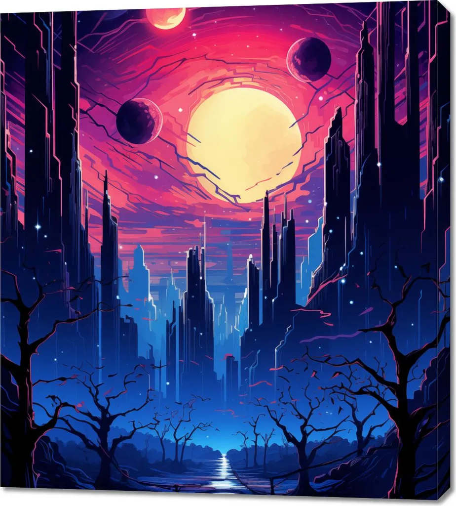 Quadro Città Stellata 90x100 | Idea Regalo Casa Nuova | Tela Moderna