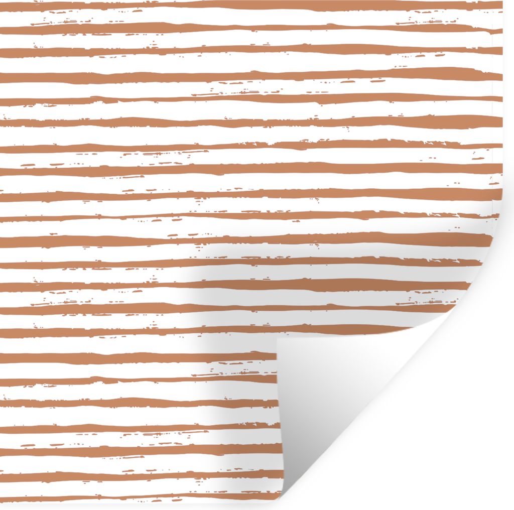 MuchoWow Wandtattoo Wandsticker Wandaufkleber Streifen - Weiß - Braun 30x30 cm Selbstklebend und Repositionierbar - Repositionierbar - Wasser ab...