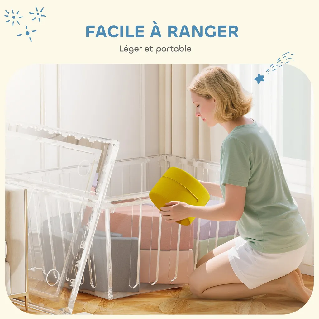 Parcours motricité bébé déhoussable 7 blocs mousse 107x107cm lavable - 10