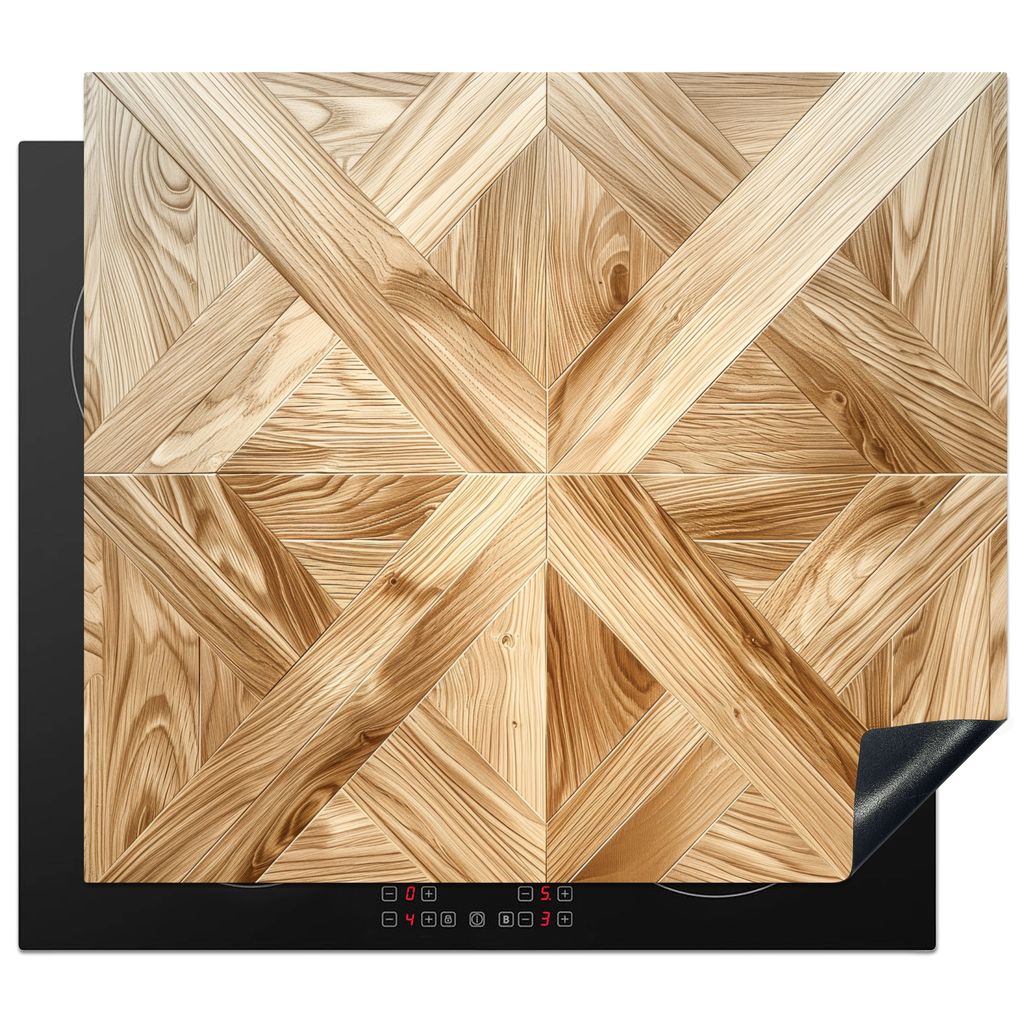 KitchenYeah Herdabdeckplatte Holzmotiv - Industriell - Holz , 57x51cm, Küche Deko, Glaskeramikkochfeld Herdabdeckung, Abdeckplatte fùr Kochfeld