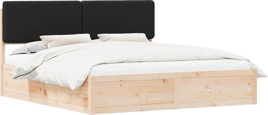 vidaXL Bettgestell mit gepolstertem Kopfteil Schwarz 200 x 200 cm