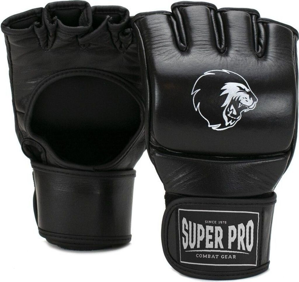Super Pro Combat Gear Slugger MMA Handschuhe Leder Schwarz/Weiß-XL