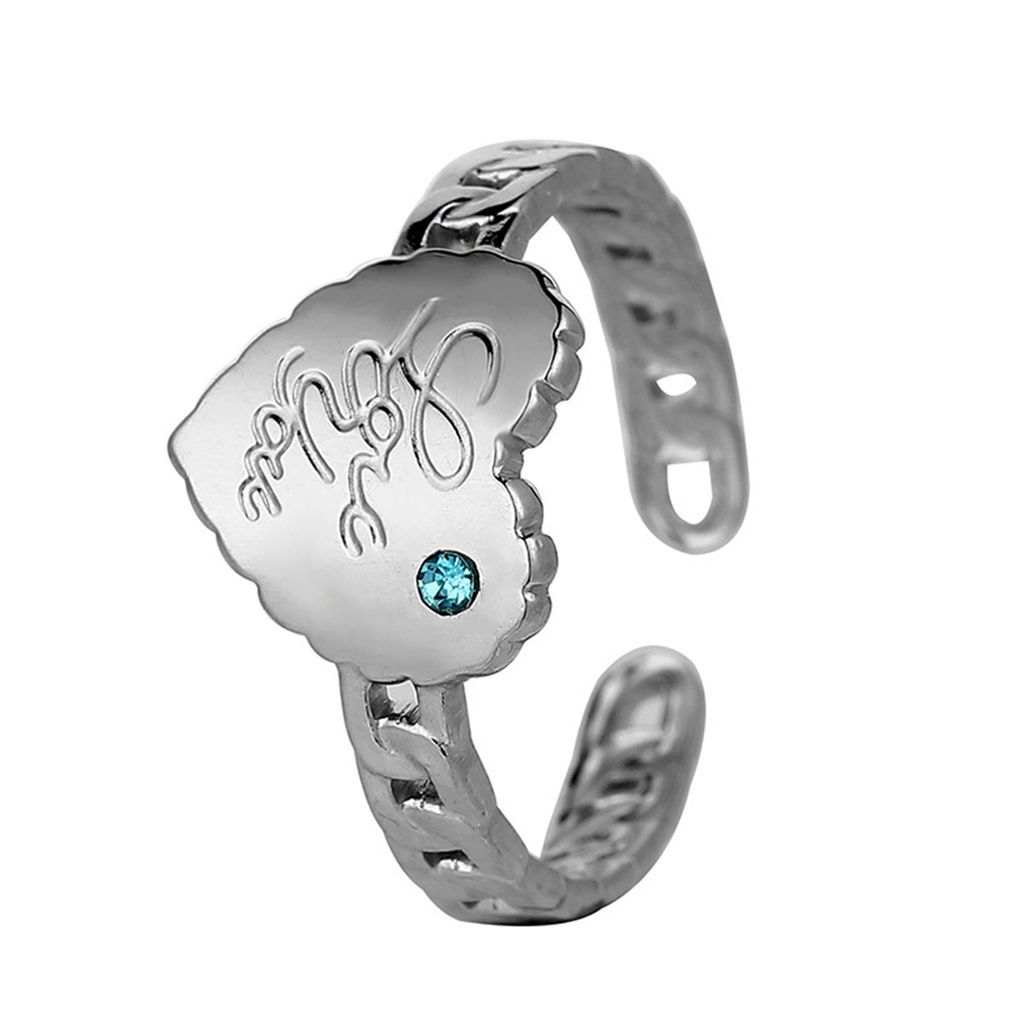 Damen-Ring, Herz, Buchstabe, blau, künstlicher Edelstein, Schmuck, Öffnung, verstellbarer Fingerring für Party, Bankett, Abschlussball, Hochzeit...