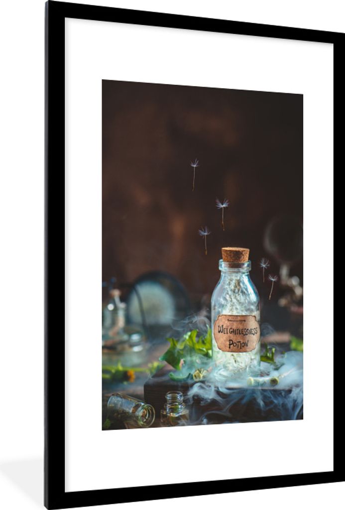MuchoWow MuchoWow Gerahmtes Poster Fläschchen mit Gift 60x90 cm - Poster mit zchwarzem Bilderrahmen - Dekoration - Wandposter Wohnzimmer - Hoc...