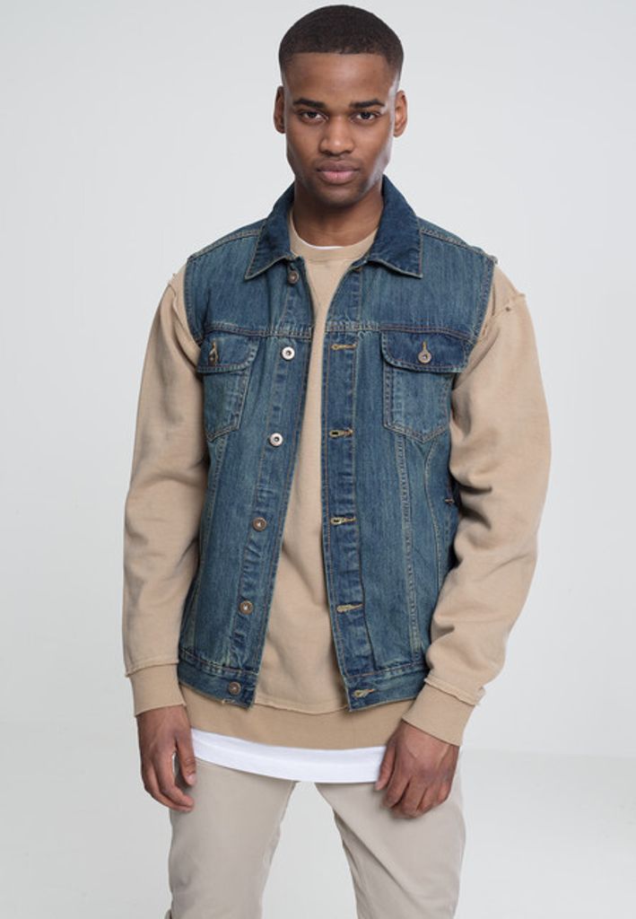 Urban Classics - DENIM Weste denim blue - 5XL