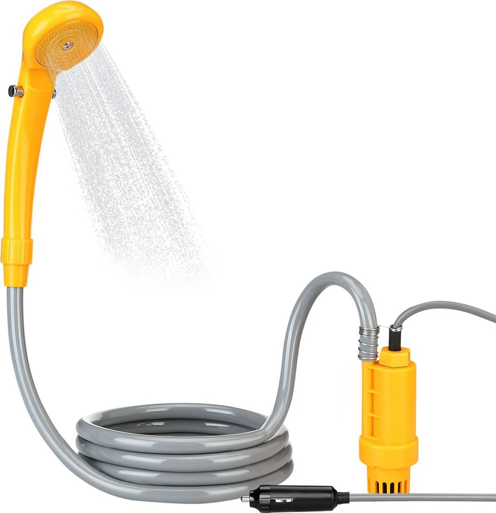 Tragbare 12-V-Campingdusche, 5 m Kabel, einstellbarer Wasserdruck