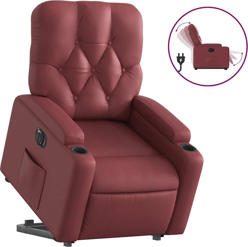 vidaXL Relaxsessel mit Aufstehhilfe Elektrisch Weinrot Kunstleder