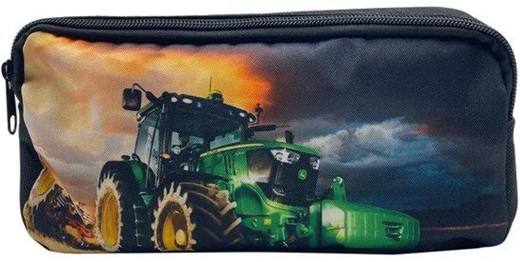 Boîte à crayons Tracteur Vert en métal - Étui scolaire rigide et durable