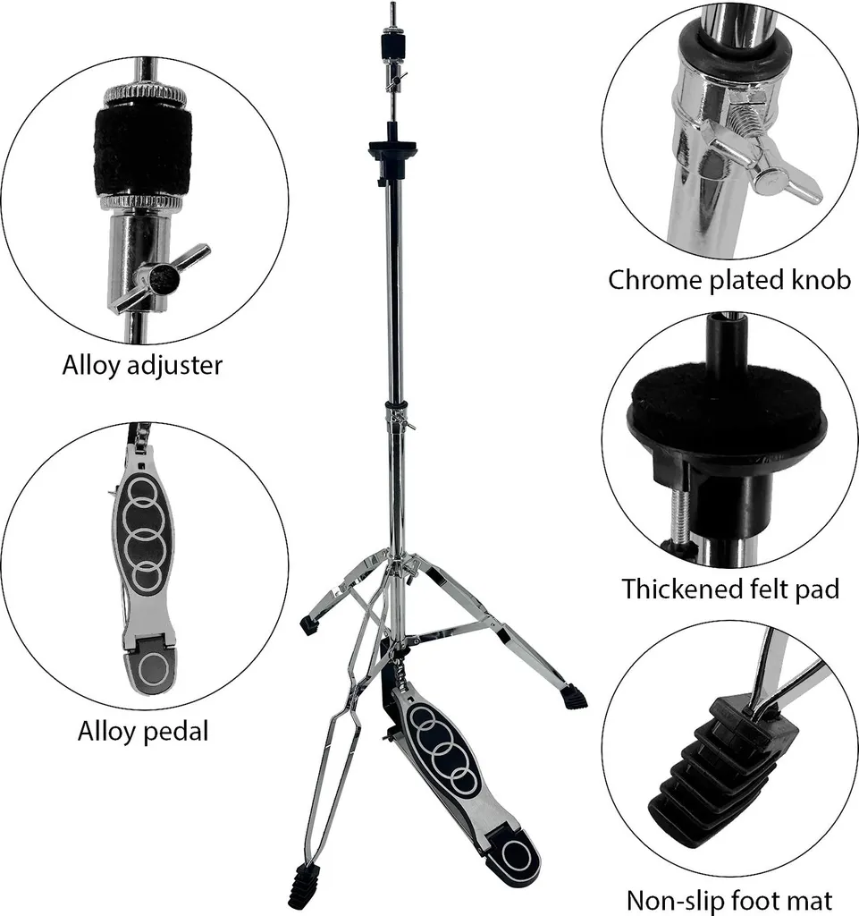 Pied Hi-Hat stable et silencieux pour éviter les vibrations au sol