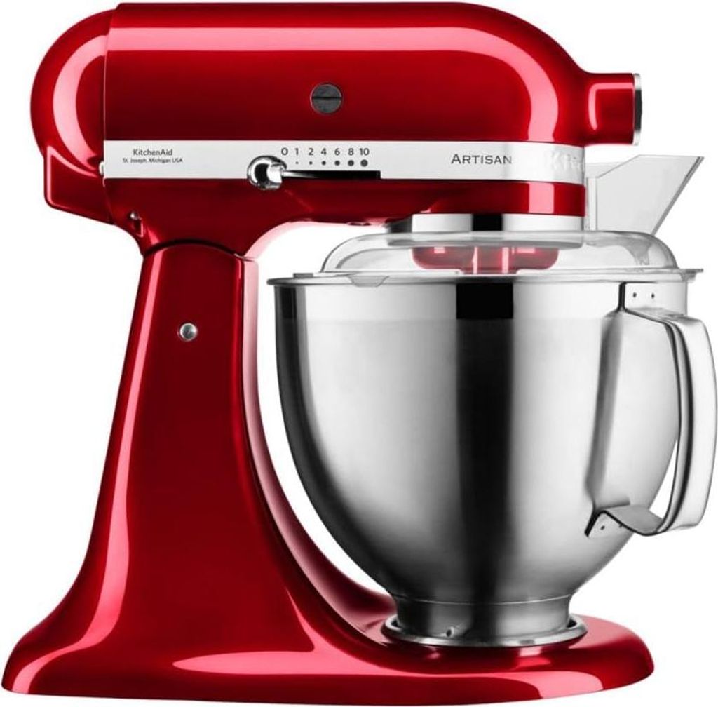 KitchenAid Küchenmaschine - Artisan Kippbarem Food Processor Teigknetmaschine mit 2 Schüsseln und 3 Zubehör aus Edelstahl 4.8 L (Red)