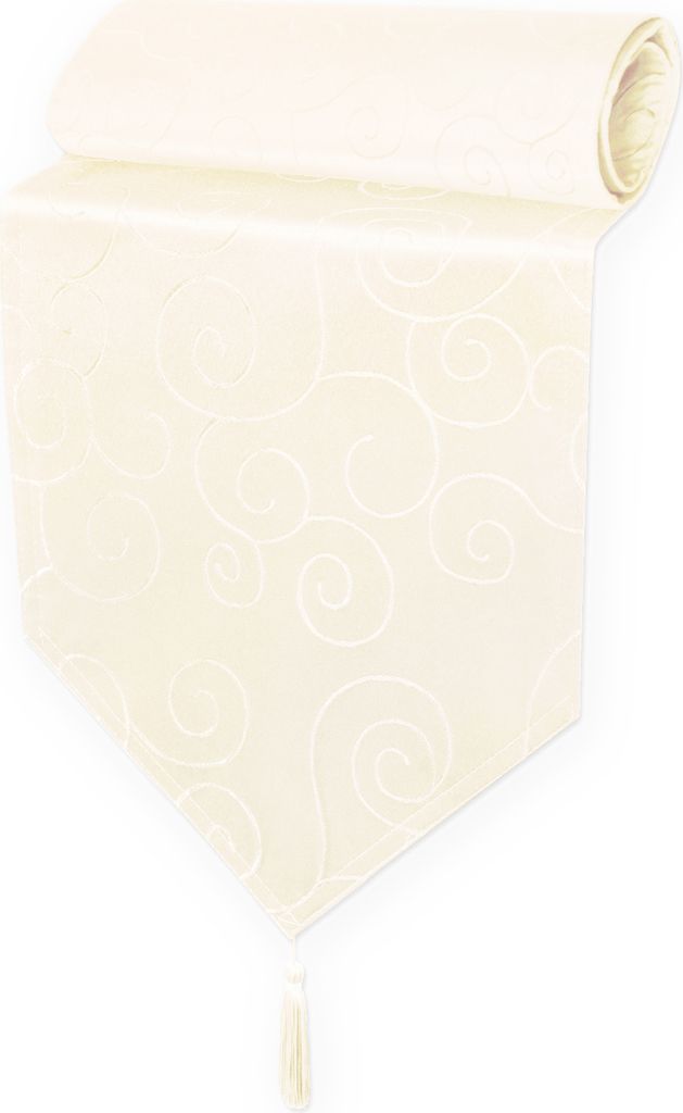 Tischläufer 40x140 cm Champagner Damast Ornamente klassisch Tischdecke Läufer spitz zulaufend