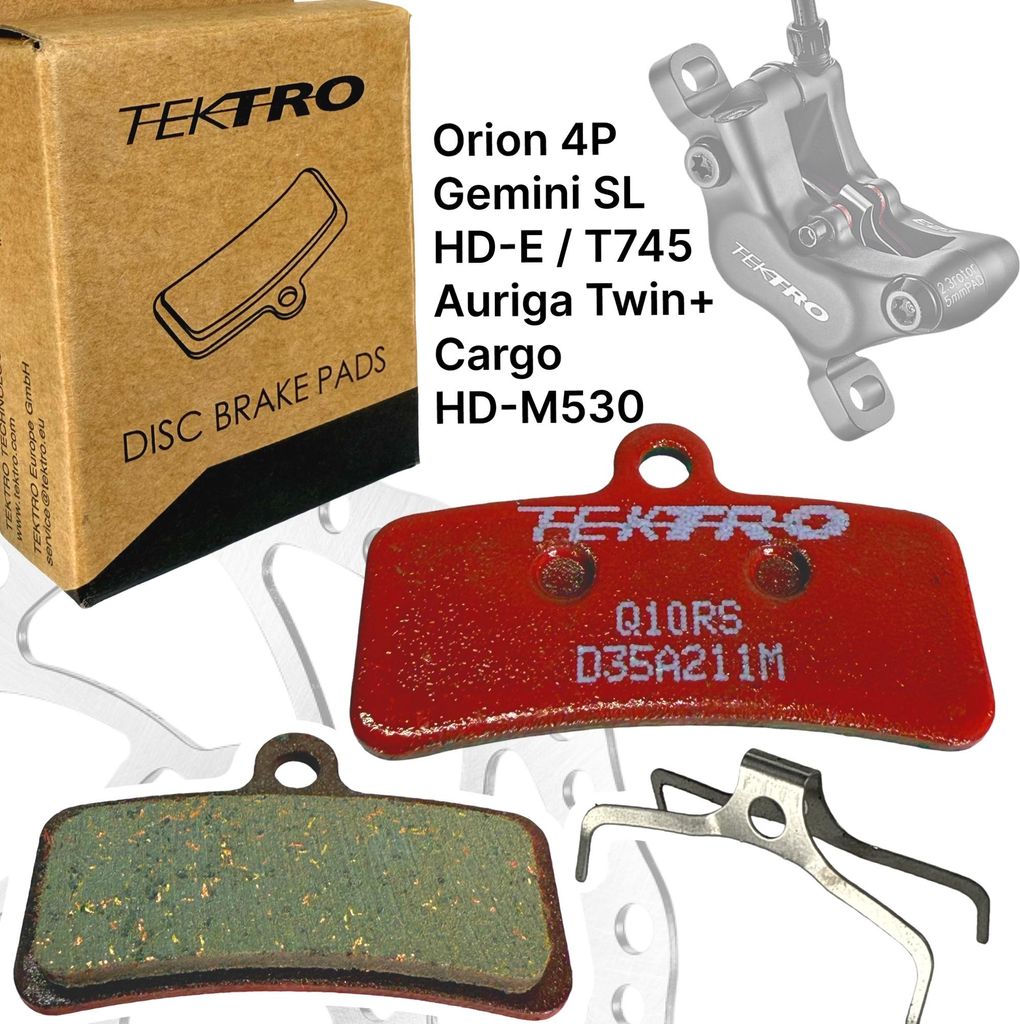 Tektro Q10RS Resin Fahrrad Scheibenbremsbeläge 4 Kolben Rot Produktbild 