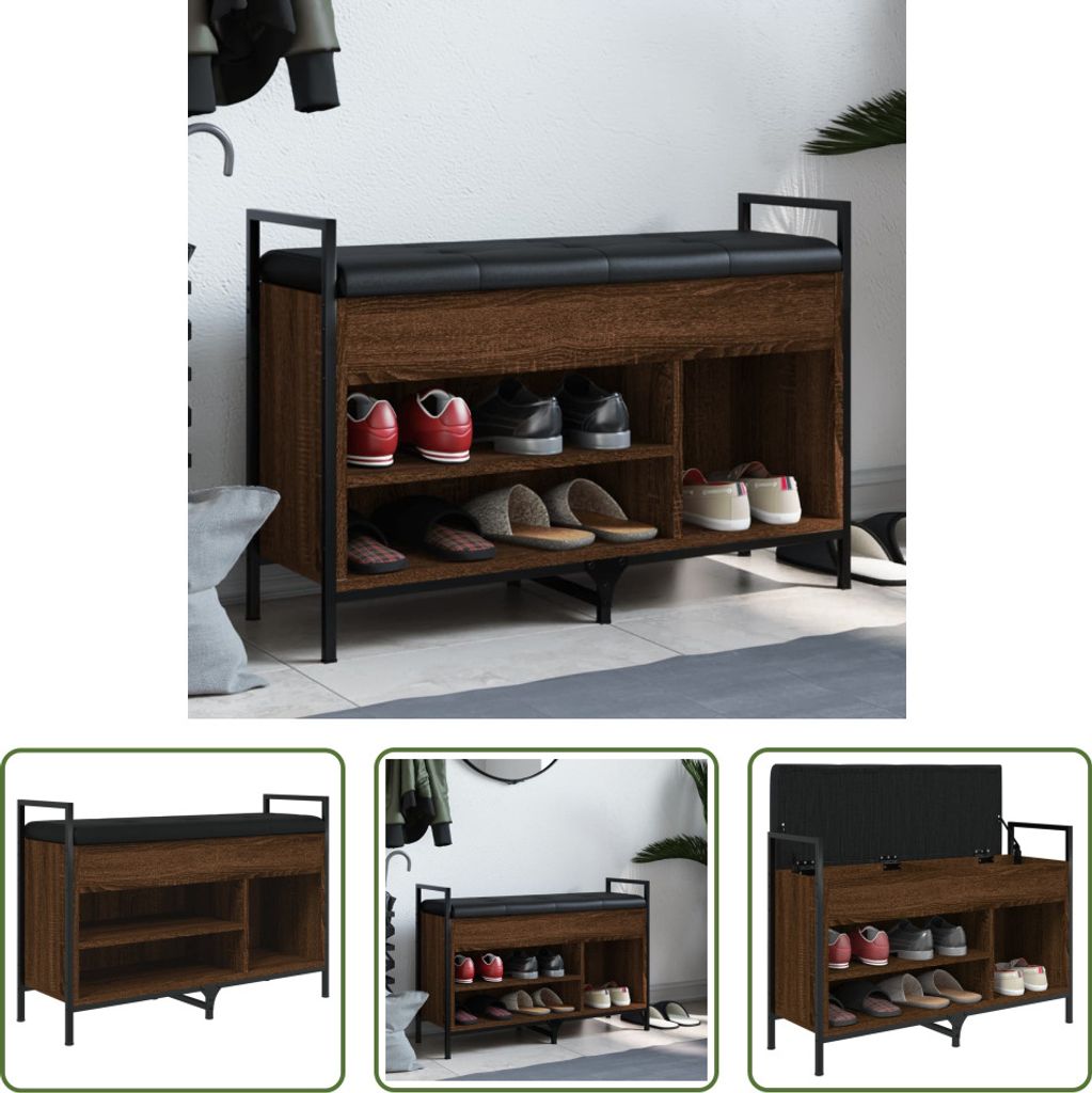 The Living Store Schuhbank Braun Eichen-Optik 85,5x32x57,5 cm Holzwerkstoff