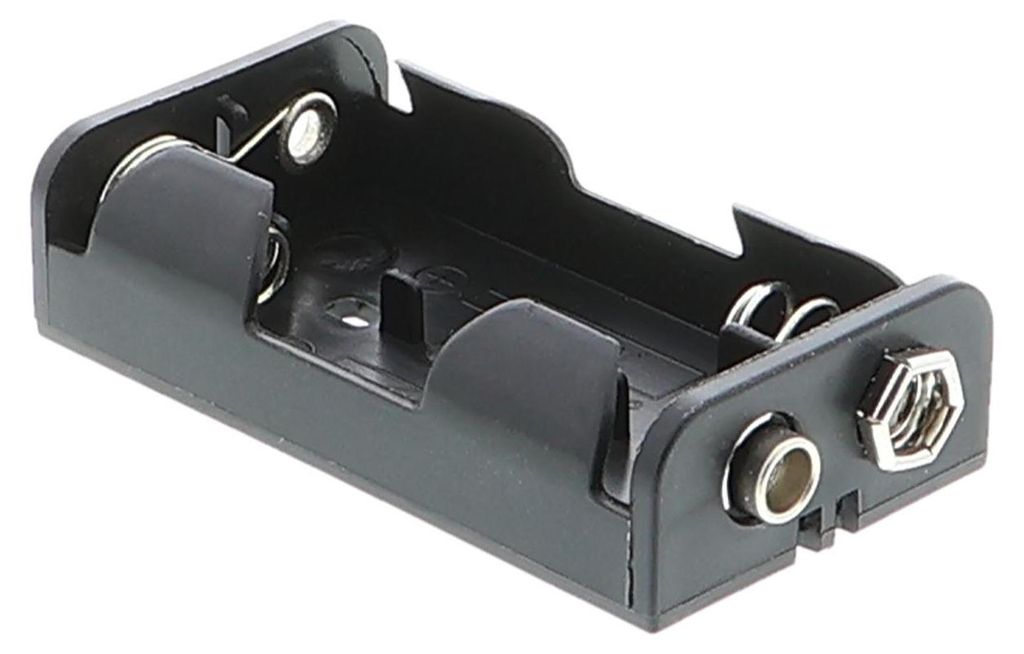 Batteriefach - 2x AA (3V), kompakt mit 9V Clip Anschluss
