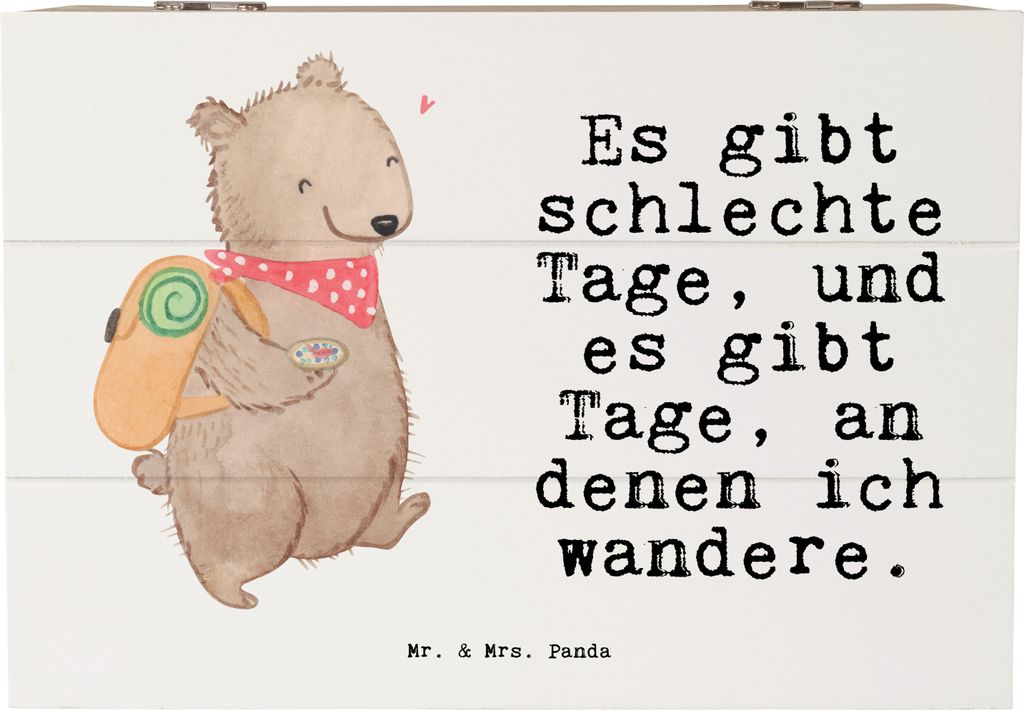 Mr. & Mrs. Panda Kiste Bär Wandern 22 x 15 cm - Weiß - Geschenk, Schatzkiste, Outdoor Sport, Natur Entdecken, Freizeitsport, Bergsteigen, mit Dec...