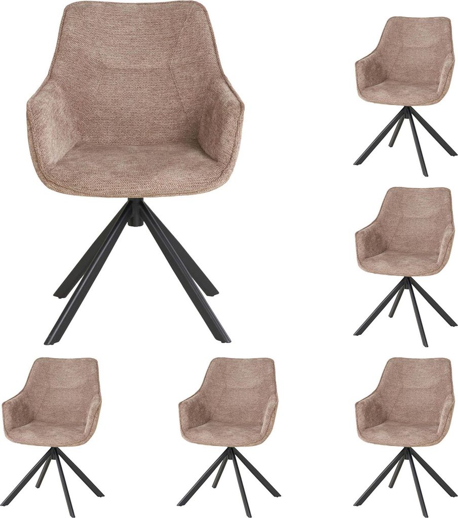 Diningsessel San Carlo - 6er Set - drehbar - hellbraun