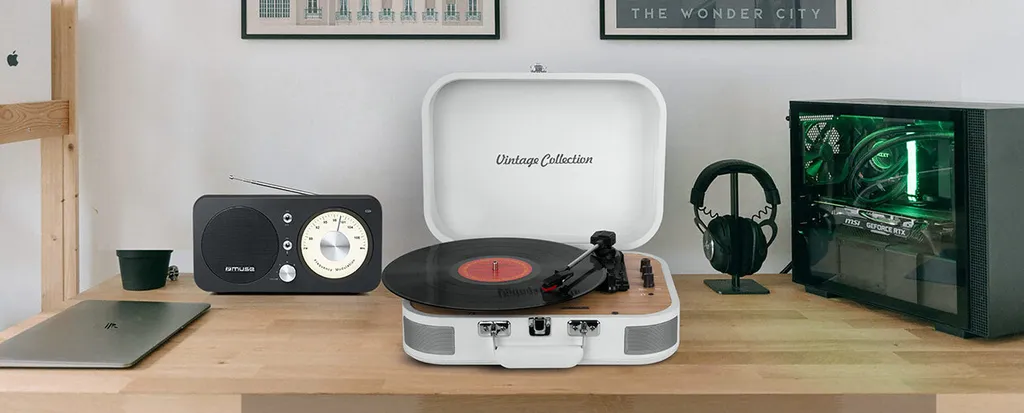 Giradischi Muse MT-201WW Bianco Stereo: Bluetooth e USB Recorder - 2