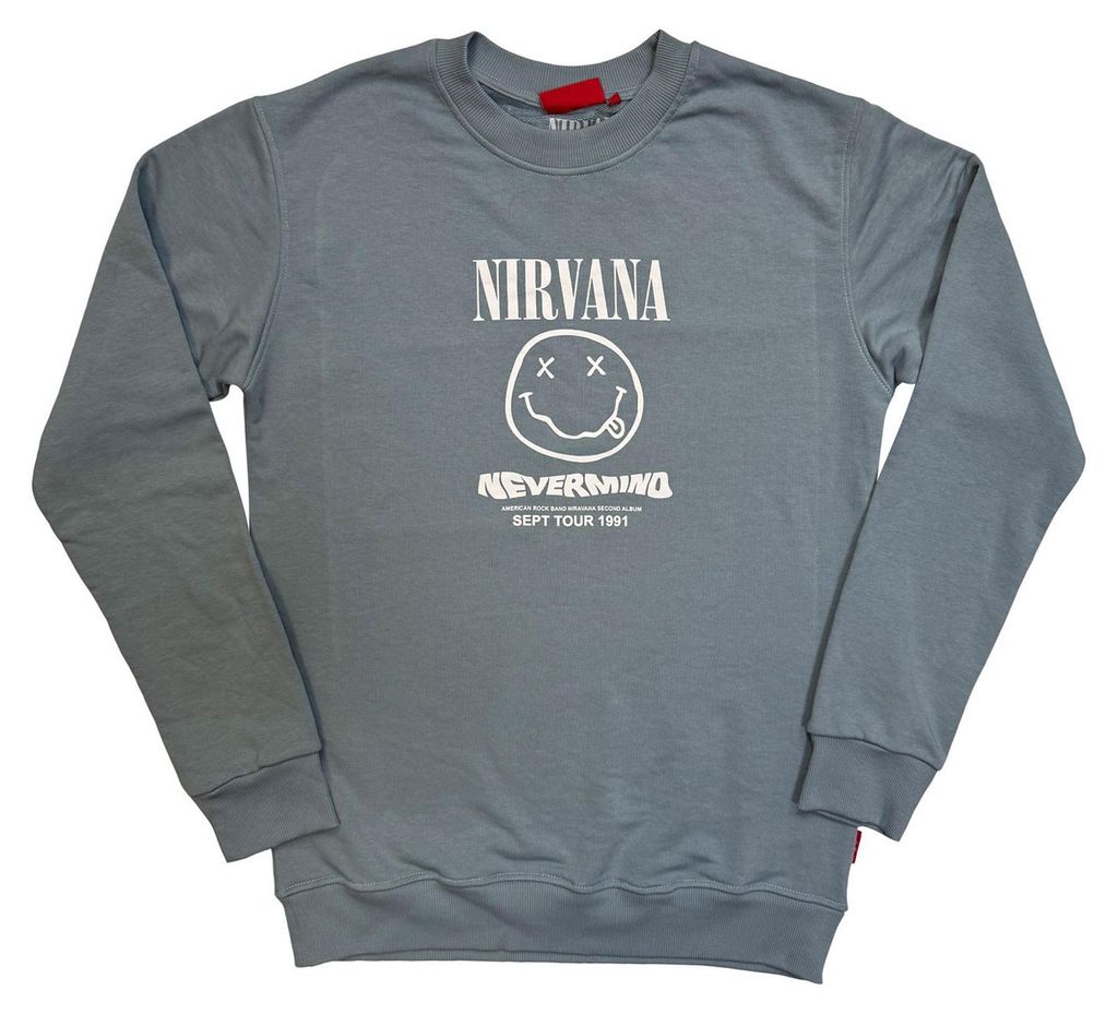 Nirvana - "Unplugged Nevermind Tour 1991" Sweatshirt für Herren/Damen Uni, Rückseitiger Aufdruck RO16129 (L) (Blau)