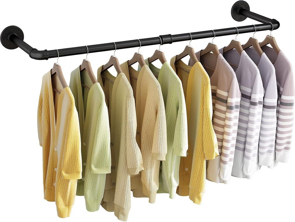 140cm Schwerlast Kleiderstange Garderobenstange Kleiderständer Garderobe Wandmontage