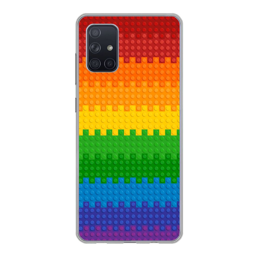MuchoWow Handyhülle Schutzhülle Hülle für Samsung Galaxy A51 Patoon - Regenbogen Silikon Softcase Handy Hülle - Schutzabdeckung